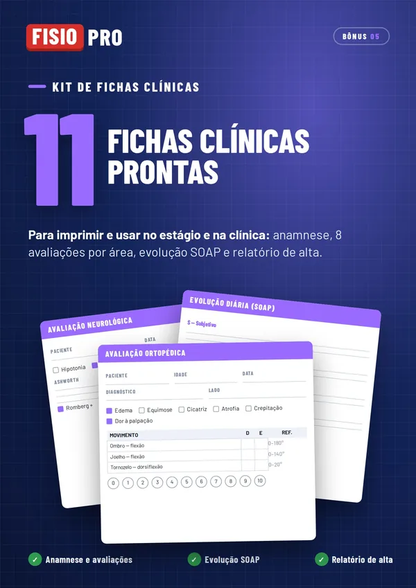 Capa do Bônus #5: kit de fichas clínicas para o estágio e a clínica