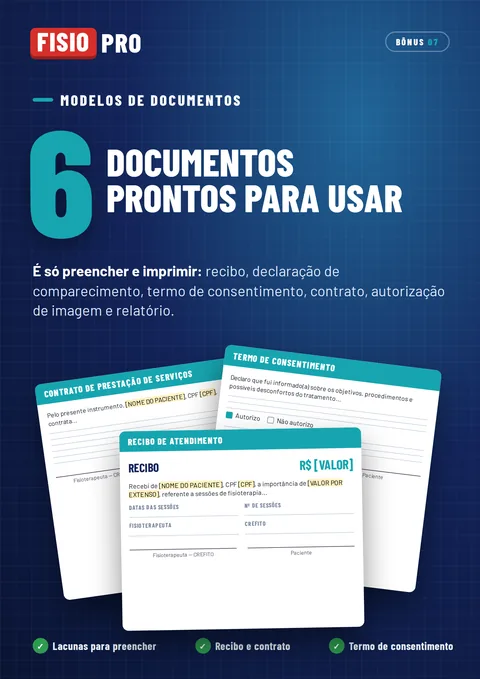 Capa do bônus 7: Modelos de documentos do fisioterapeuta